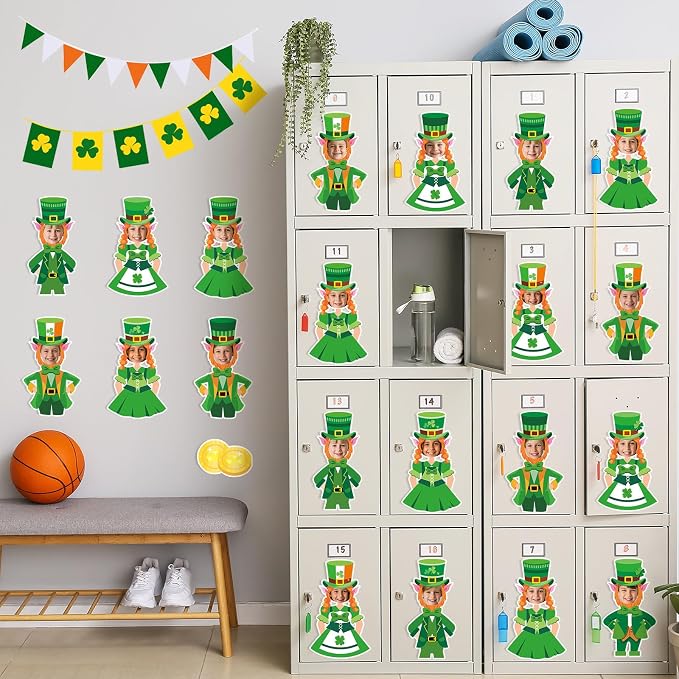 OBUSATT 60 Pcs St. Patrick's Day Leprechaun Hats Theme Cutouts Hat and Beard - Image 6