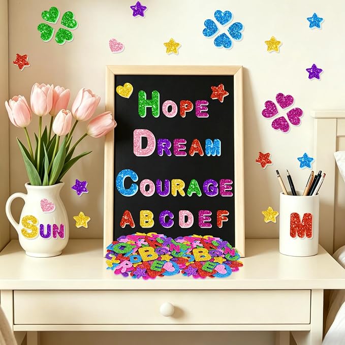 448PCS Glitter Foam Letter Stickers, Colorful Alphabet Stickers, Self-Adhesive - Image 5