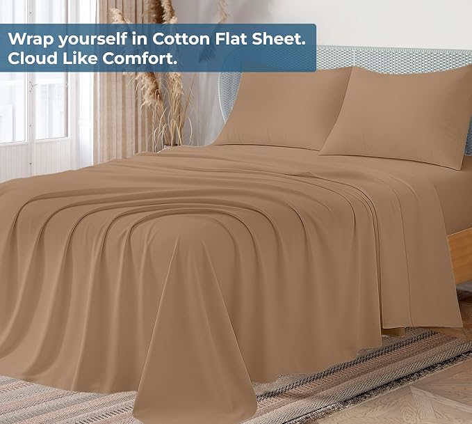Royale Linen 100% Organic Cotton California King Flat Sheet Only - Image 2