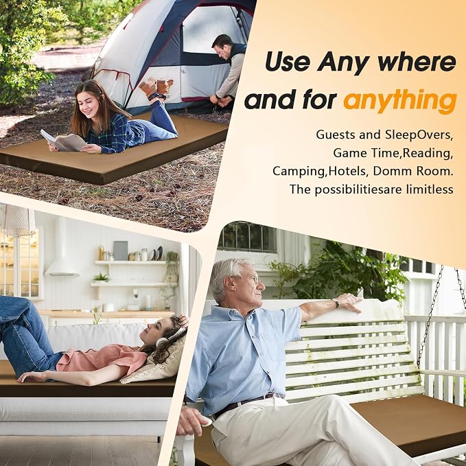 CYMULA Camping Cot Mattress 2in Memory Foam Sleeping Pad, Soft Warm Non-Slip - Image 5