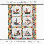 Patchwork Boat Cotton Fabric Panel – Six 10×10 inch Designs + Bonus 29.5×19.6 - Image 6
