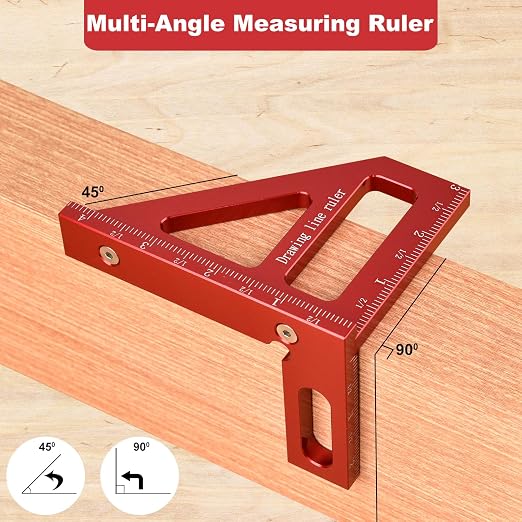 Aleric Imperial 3D Multi Angle Measuring Ruler, High Precision 45/90 Degree - Image 4