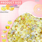 200Pcs Large Hole Beads Spacer Beads Yellow Assorted European Craft Big Beads - Image 2