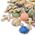 60pcs Alloy Ocean Starfish Seashell Conch Charms Colorful Enamel Ocean Life Sea - Image 5