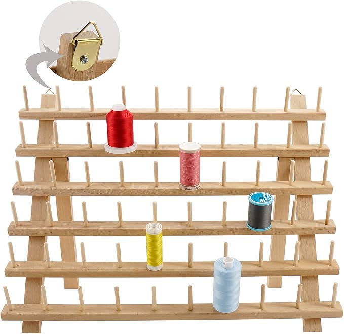 New brothread 60 Spools Wooden Thread Rack/Thread Holder Organizer by Newbrothread