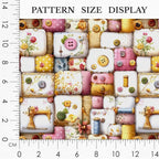 Vintage Sewing Notions Patchwork Cotton Fabric Panel 61 x 36.6 Inches, Buttons - Image 3
