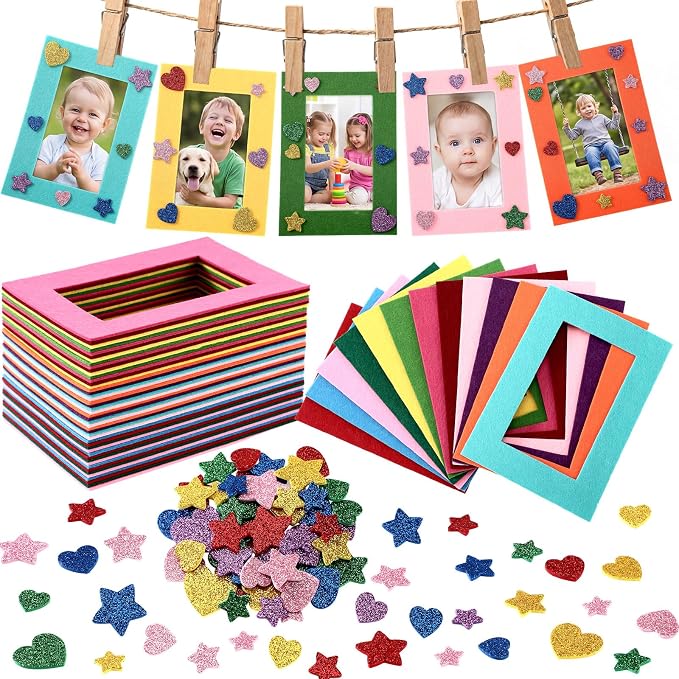 Jetec 48 Pieces Colorful Felt Photo Frames Holiday Picture Frames and 100 by Jetec