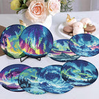 8 Pack Diamond Art Coasters, Northern Lights Diamond Painting Coasters Kits | - Image 5