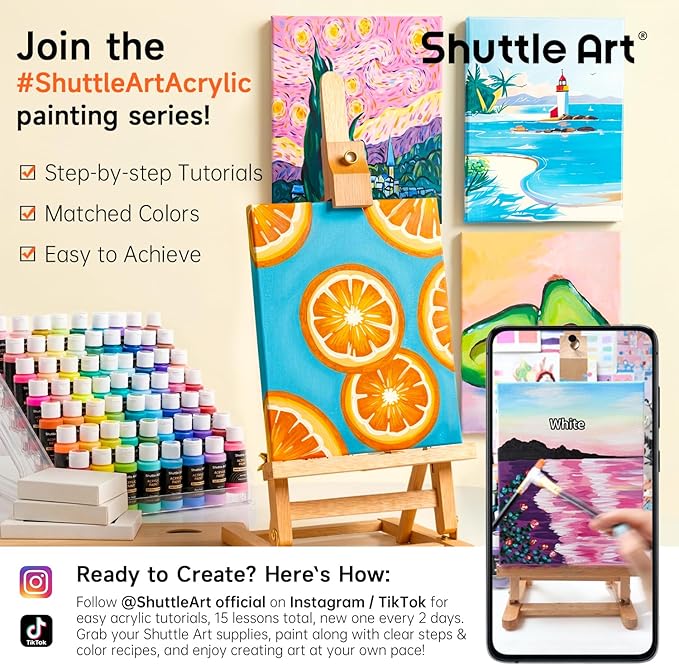 Shuttle Art Acrylic Paint, 36 Colors Acrylic Paint Set - Image 2
