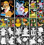 Zhanmai 48 Pcs Cute Animals Velvet Coloring Posters Felt Pages to Color Cute by Zhanmai