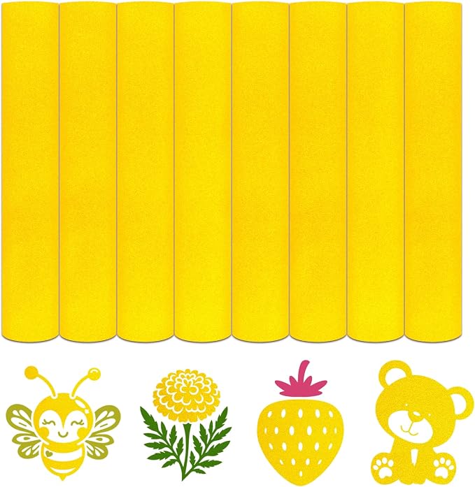 HTVSTD Yellow Flock HTV Heat Transfer Vinyl 8pcs 12×10in Iron on Vinyl | by CraftingEveryday