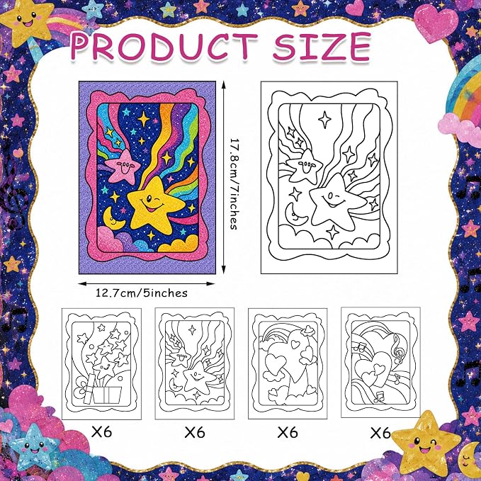 Watersay 24 Pack Unfinished Adhesive Sand Art Painting Boards Peel Stick - Image 2