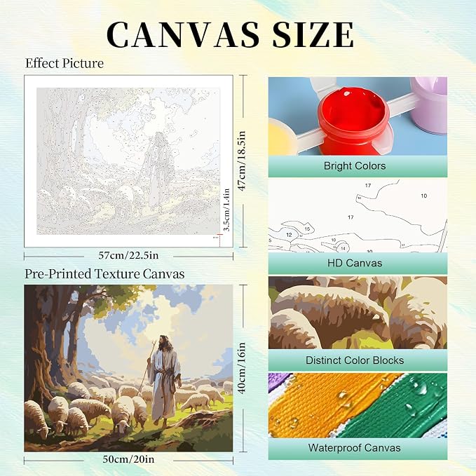 Paint by Numbers Kit for Adults, Jesus DIY Painting Kit, 16x20 Inch | Jesus - Image 3