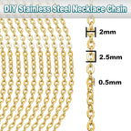 33ft Gold Chain for Jewelry Making Non-Tarnish 18K Gold Plated Stainless Steel - Image 3