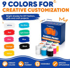 Fabric Paint Set for Clothes 9 Colors – Permanent Textile Paint for T-Shirts - Image 2
