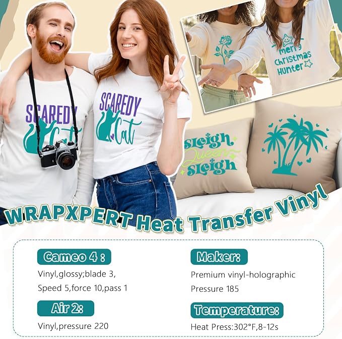 WRAPXPERT Aqua Heat Transfer Vinyl Roll, Heat Press Vinyl - Image 2