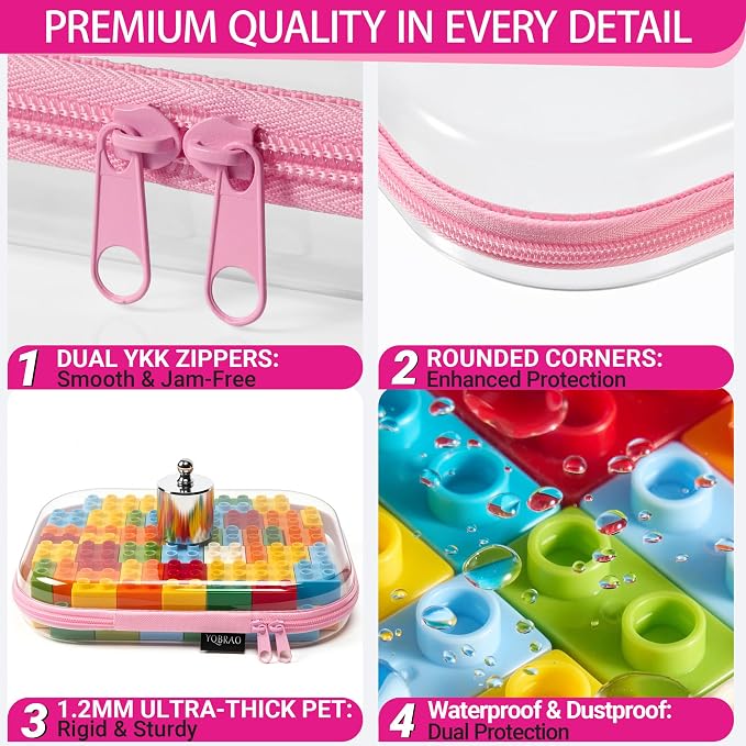 6 Pack Pink Clear Hard Shell Beauty Organizer, 1.2mm Heavy Duty Crush-Proof - Image 5