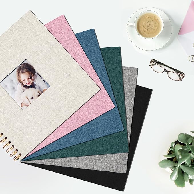 8 x 8 Inch Scrapbook Photo Album, Hardcover Kraft White Pages Arch Window Photo - Image 7