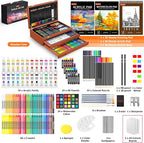 Soucolor 192-Pack Deluxe Art Set, Drawing Painting Kit, Wooden Case Gift | - Image 2