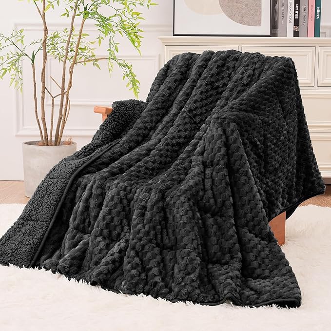 Super Fuzzy Soft Fleece Sherpa Weighted Blanket 15 lbs by EazfyPro