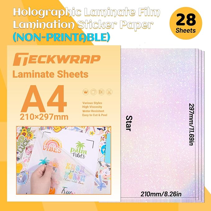 TECKWRAP Holographic Laminate Sheets Waterproof Laminating Sheets - Image 2