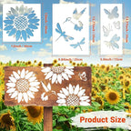 12 PCS Large Flower Painting Stencils, Reusable Sunflower Stencils - Image 9