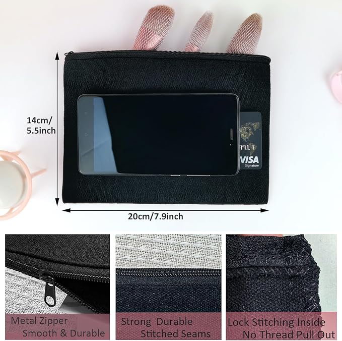 Koolmox Canvas Pouches with Zipper 8x5'', 30 pack Small Canvas Zippered Pouches - Image 2