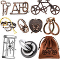 9 PCS Metal Brain Teaser Puzzles Disentanglement Puzzles Lock Puzzle Games Set by KakeDuJa