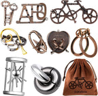 9 PCS Metal Brain Teaser Puzzles Disentanglement Puzzles Lock Puzzle Games Set by KakeDuJa