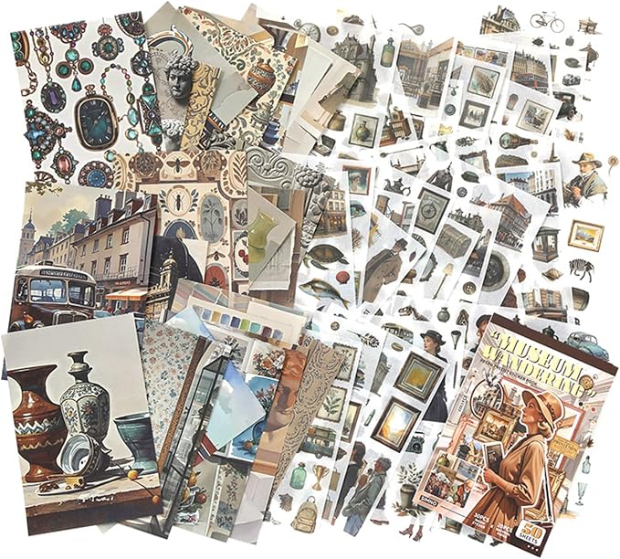 Vintage washi Stickers, Pre-Cut Ephemera Sticker Book - Image 2