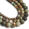60pcs Round Loose Green Crack Old Agate Beads by Yochus