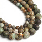 60pcs Round Loose Green Crack Old Agate Beads by Yochus