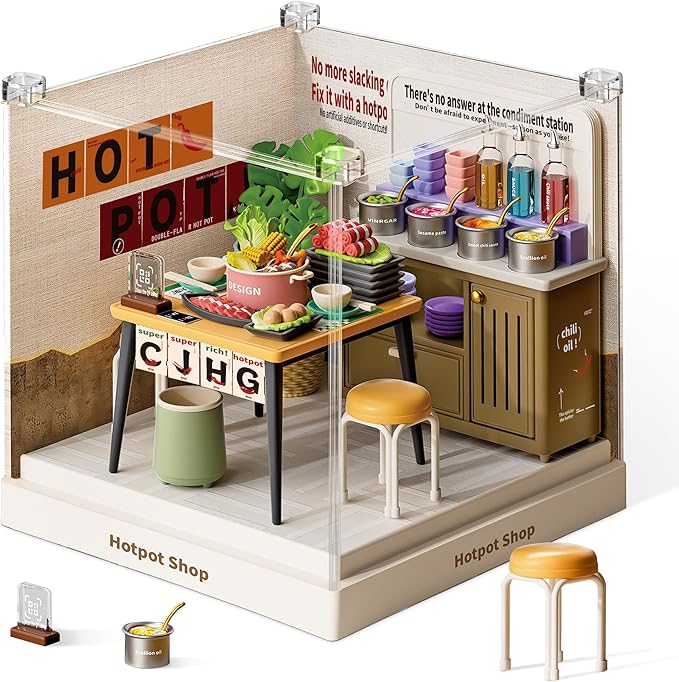 Hotpot Shop Miniature House Kit, Plastic DIY Dollhouse by BeepZipp