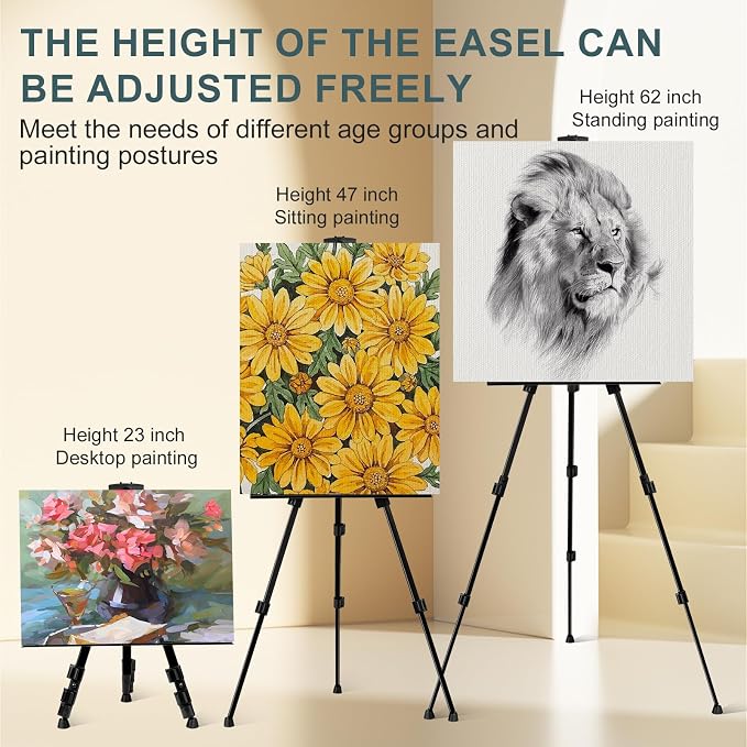 AROIC 4 Pack Art Painting Display Easel Stands, Portable Adjustable Aluminum - Image 5
