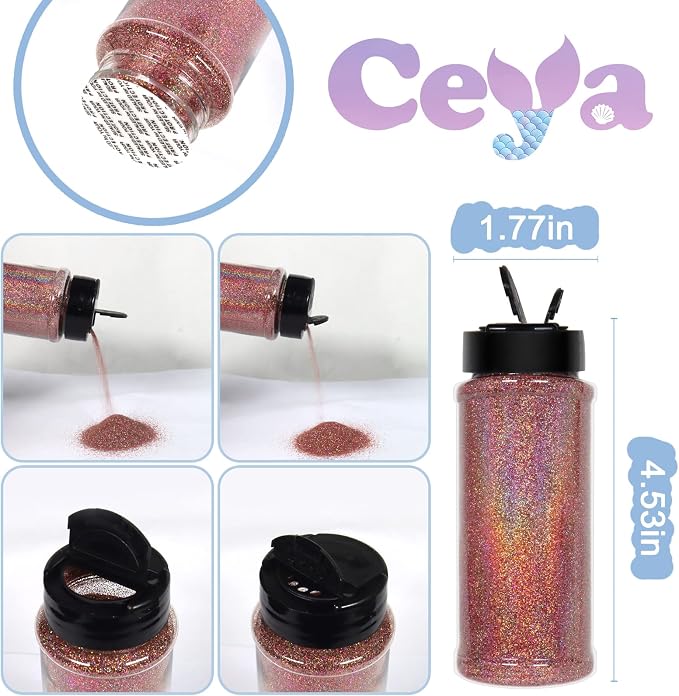 Ceya 3.8oz/ 110gHolographic Ultra Fine Glitter Powder Laser Pink Mauve Glitter - Image 4