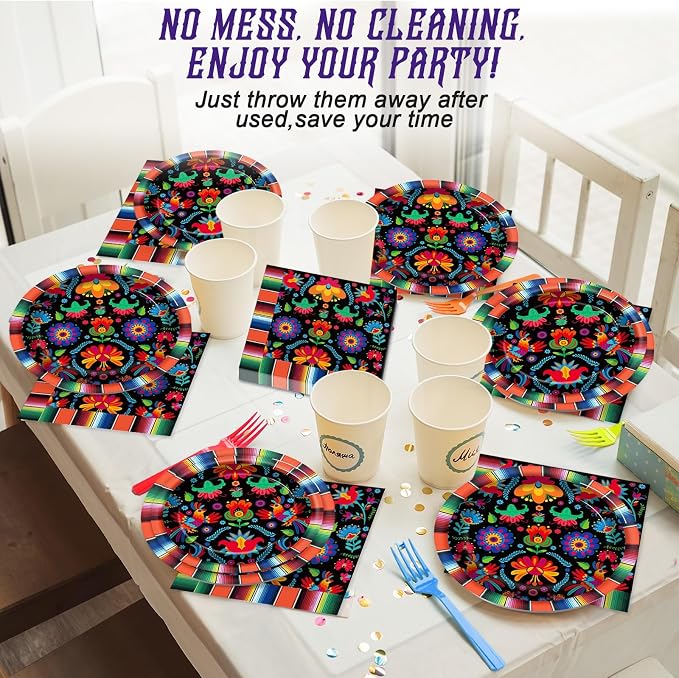 100PCS Mexican Fiesta Party Plates and Napkins Party Supplies Mayo Mexico - Image 7