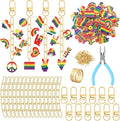 AUGSUN 189Pcs Pride Keychain Making Kit LGBT Rainbow DIY Keychain Craft | by AUGSUN