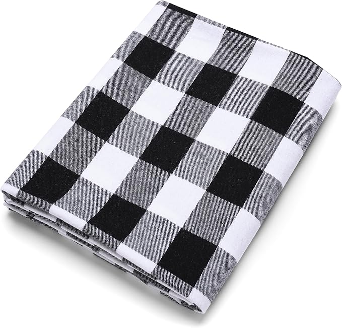 Pico Textiles 2 Yards Bolt Black and White Buffalo Plaid Checkered Flannel by PicoTextiles
