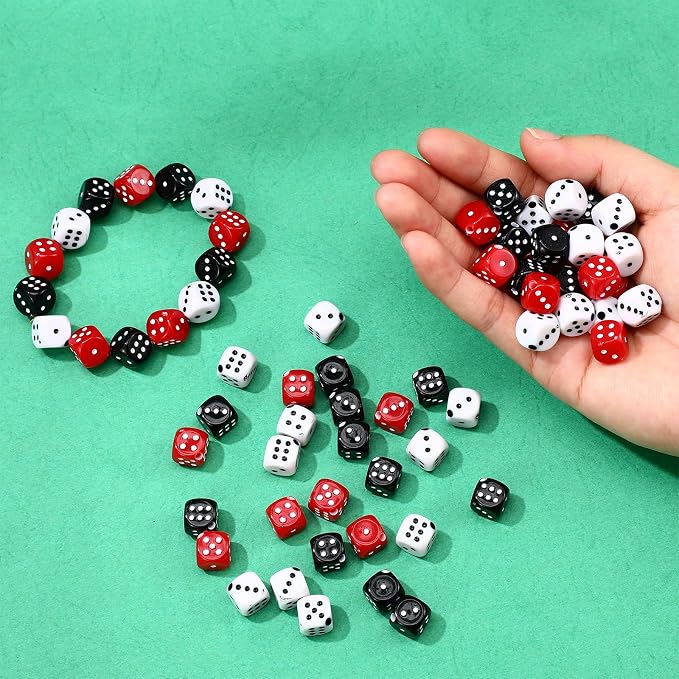 Ferreve 90 Piece Acrylic Dice Beads 10mm Dice Beads Bulk, Casino Games Birthday - Image 4