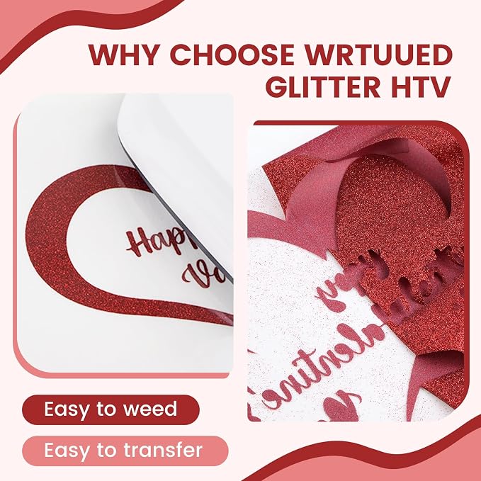 Red Glitter HTV Heat Transfer Vinyl - Image 3