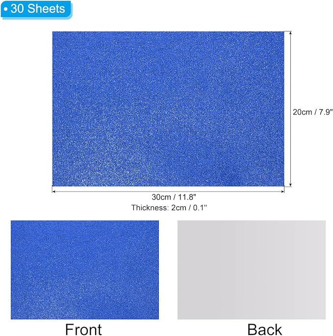 PATIKIL 30Sheets Dark Blue EVA Glitter Foam Sheet 11.8 x 7.9 Inch 2mm Thick - Image 2