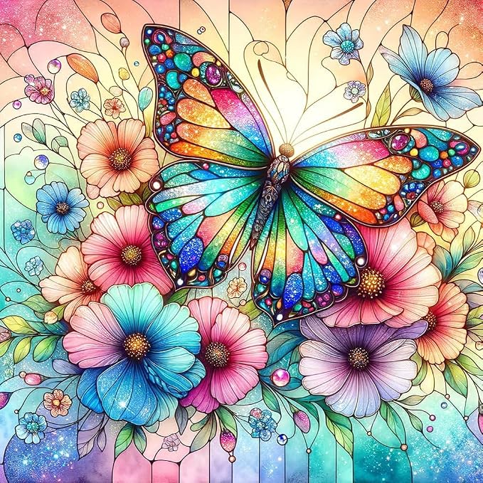 EIBEILI Diamond Art Kits for Adults-Butterfly Flower Diamond Painting Kits | by EIBEILIDiamondPainting