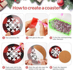 8 Pcs Christmas Snowflake Diamond Art Coasters Kit - Image 3