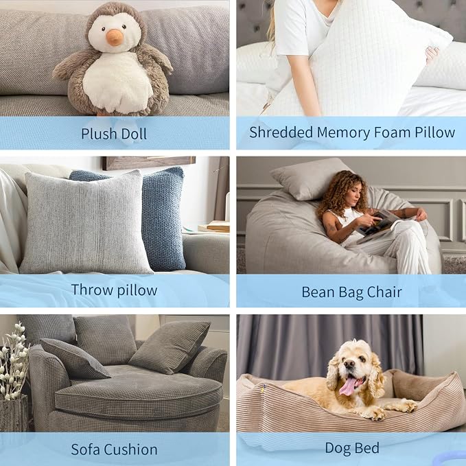Bean Bag Filler, 50lbs Shredded Memory Foam Filling, Soft Pillow Stuffing Bean - Image 6