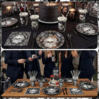 450 Pcs Death to My 20s Tableware Set Black White 30th Birthday Party - Image 5