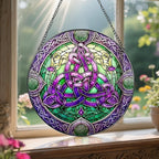 Stained Glass Window Hanging, LAOWEIKI 8'' Celtic Knot Suncatcher, Stained - Image 5
