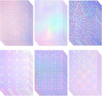 Nezyo 60 Sheet Holographic Laminate Sheet Clear Glitter A4 Size Vinyl Sticker by Nezyo
