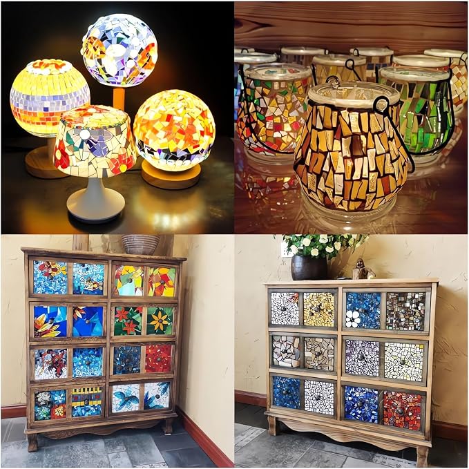 Silver Mixed Irregular Mosaic Glass Mosaic Tiles Pieces, 300g Mosaic DIY Set - Image 5