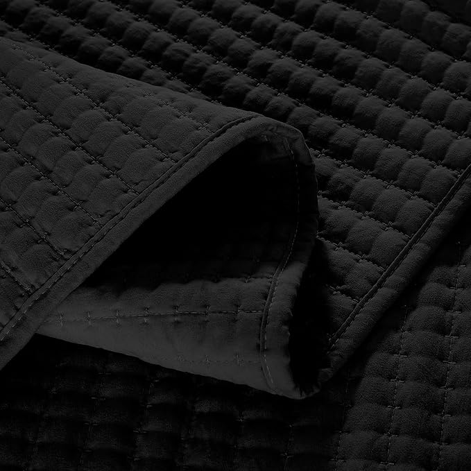WRENSONGE King Size Quilt-3 Pieces Lightweight Black Bedspreads King Quilt - Image 4