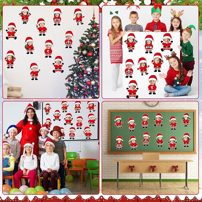 60pcs Christmas Theme Cutouts Santa Claus Bulletin Board Decorations Xmas Santa - Image 7